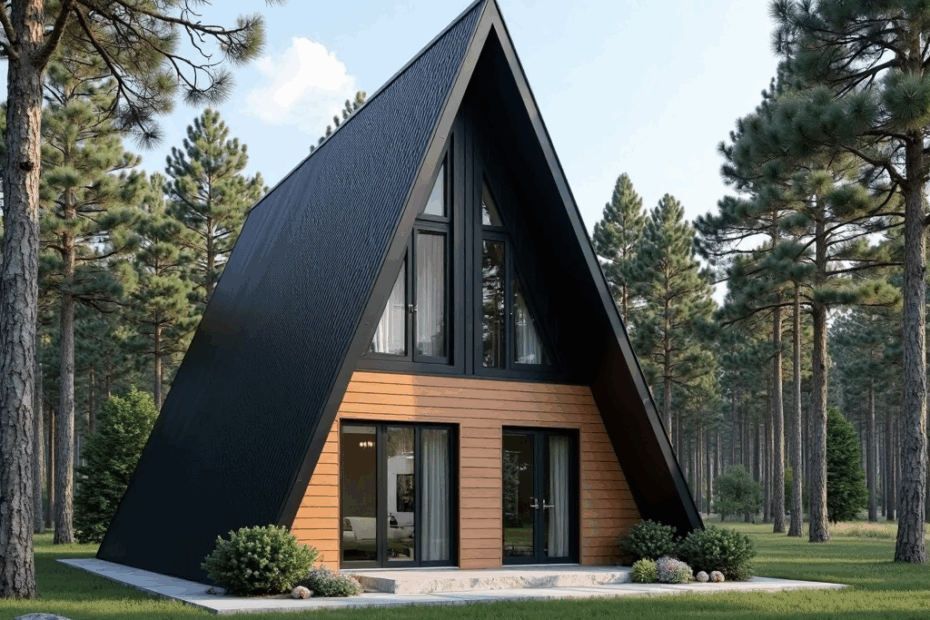 BOREAL-A-FRAME-Prefab-Home-Cottage-Exterior-FRONT-VIEW-in-Ontario-Canada