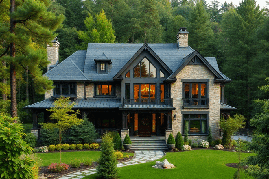 Custom-Home-Building-Freshly-completed-new-home-with-modern-exterior-showcasing-clean-lines-large-windows-and-landscaped-surroundings-a-final-step-in-the-home-building-process.