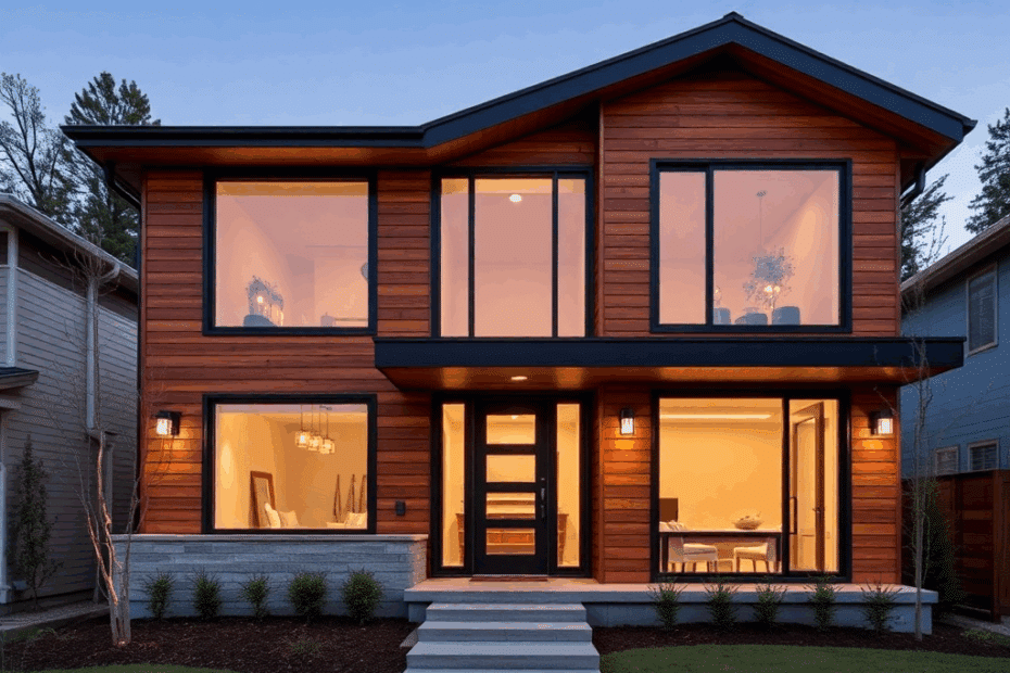 Home-Building-Trends-and-Innovations-Trendy-home-exterior-featuring-clean-lines-large-windows-mixed-materials-like-wood-and-metal-and-a-minimalist-landscape-for-a-modern-stylish-look