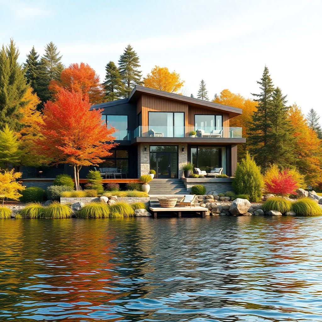 Design-and-Build-Orillia-Beautiful-Modern-Affordable-Prefab-Custom-Home-Design-Stylish-Exterior-Design-and-Build-Example-on-waterfront-in-Orillia-Ontario-Canada