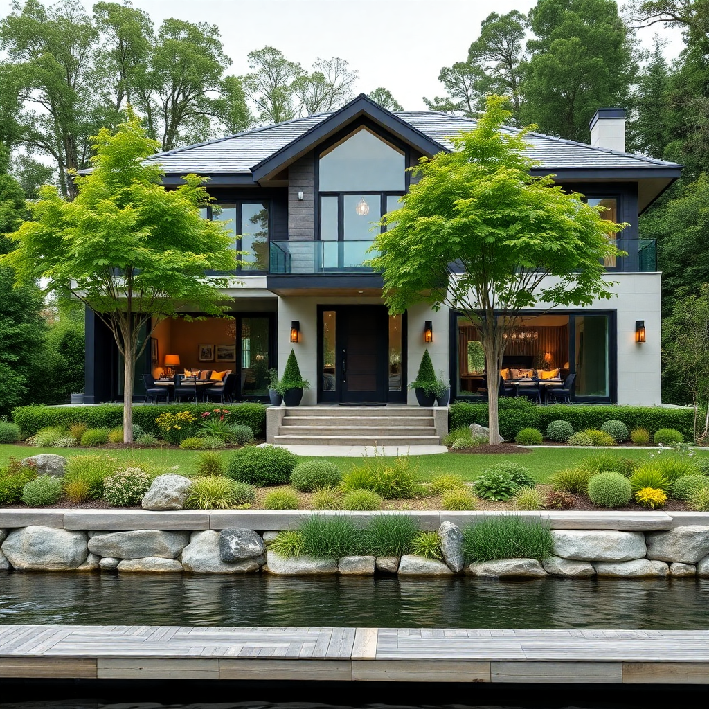 prefab-cottages-North-Bay-Beautiful-Modern-Prefab-Cottage-Home-Stylish-Exterior-Design-Example-on-waterfront-in-North-Bay-Ontario-Canada