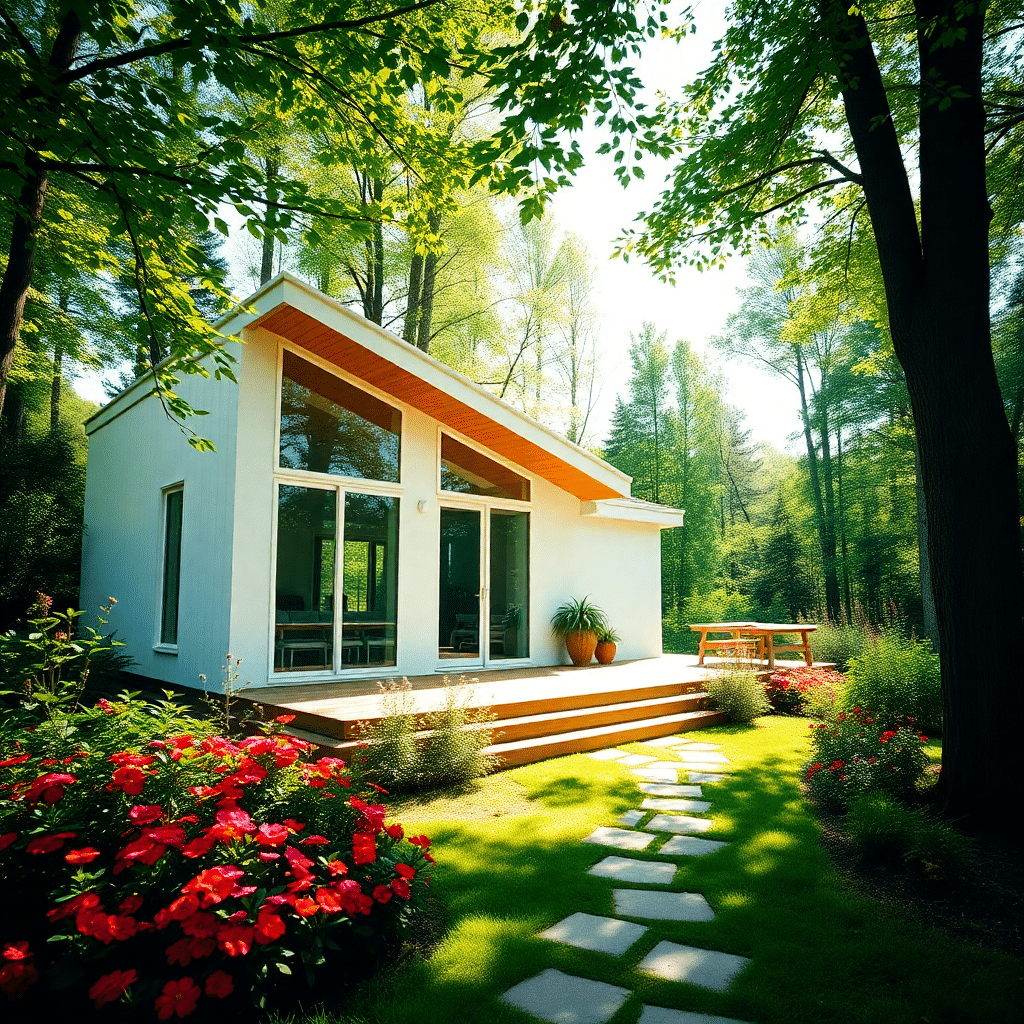 Affordable-Prefab-Cottages-Ontario-Compact-White-Modular-Cottage-in-Forested-Area-Built-to-Code