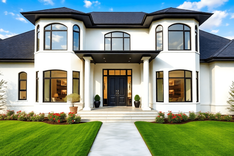Can-I-Customize-a-Prefab-Cottage-Floor-Plan-in-Ontario-A-sleek-white-clad-modern-prefab-cottage-with-large-floor-to-ceiling-windows-and-a-flat-roof-set-on-a-tree-lined-Ontario-lot