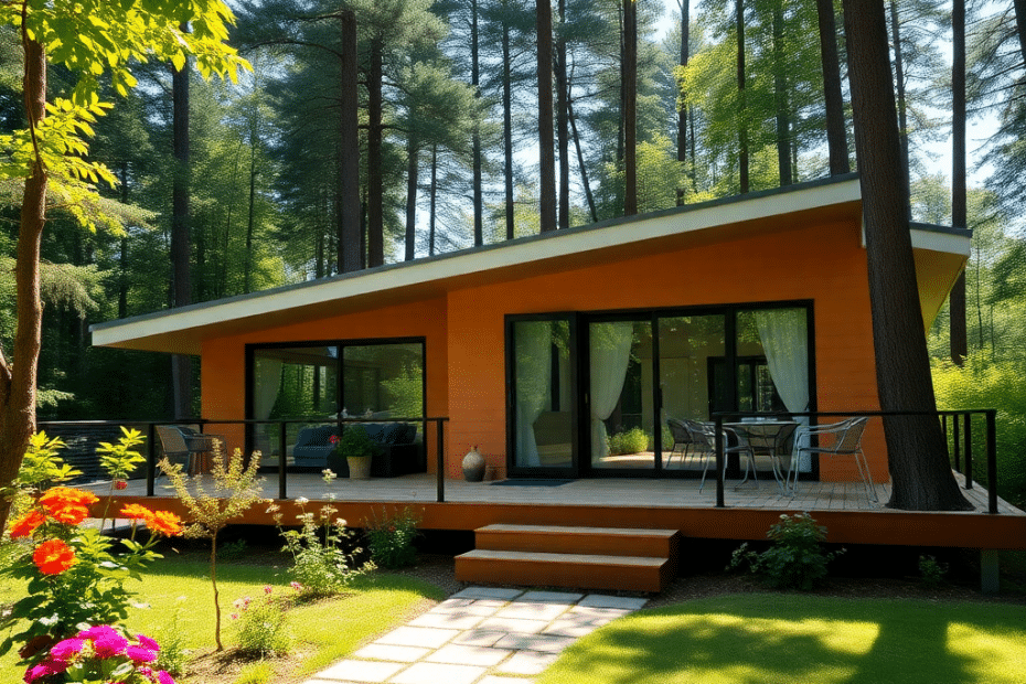 Do-Eco-Friendly-Prefab-Cottages-in-Ontario-Qualify-for-Government-Rebates-A-modern-eco-friendly-prefab-cottage-with-sleek-wood-paneled-siding-and-large-energy-efficient-windows