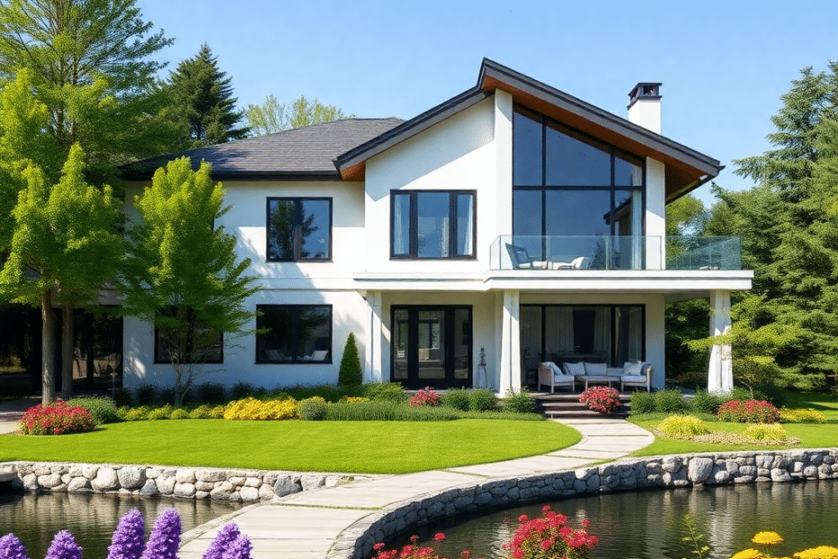 Prefab-Cottage-Financing-in-Ontario-beautiful-stylish-prefabricated-modular-cottage-example-during-spring-season-in-Ontario-Canada