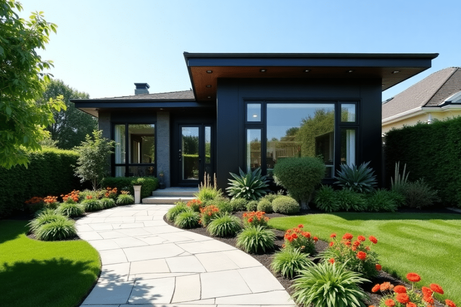 Contemporary, affordable prefab home in London with sleek modern exterior, durable materials, and low-maintenance design—illustrating long-term upkeep and longevity benefits.