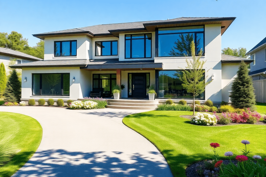 Stylish modern prefab home exterior in Hamilton, Ontario, showcasing contemporary design and quality construction