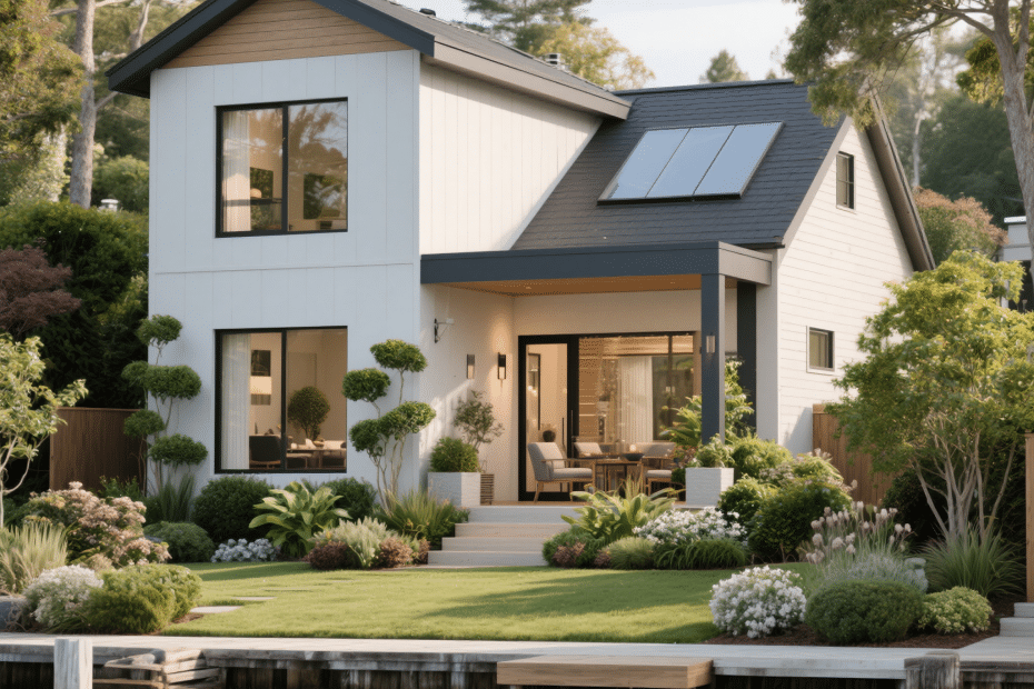 Modern small prefab cottage in Ontario with wood exterior, large windows, and compact 600 sq ft layout surrounded by nature.