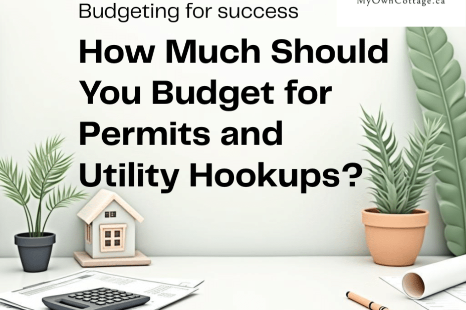 Calculator next to a model home representing budgeting for permits and utility hookups in Ontario prefab homes