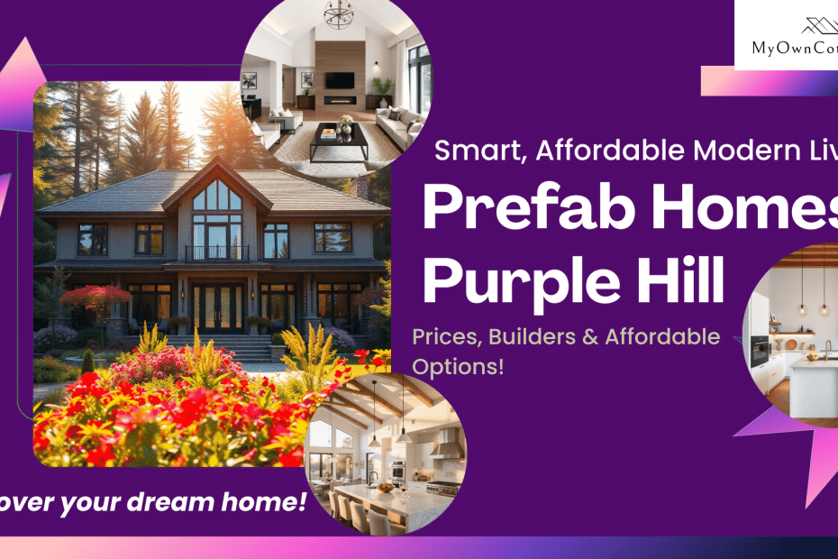 Interior and exterior views of modern, affordable prefab homes in Purple Hill built by My Own Cottage