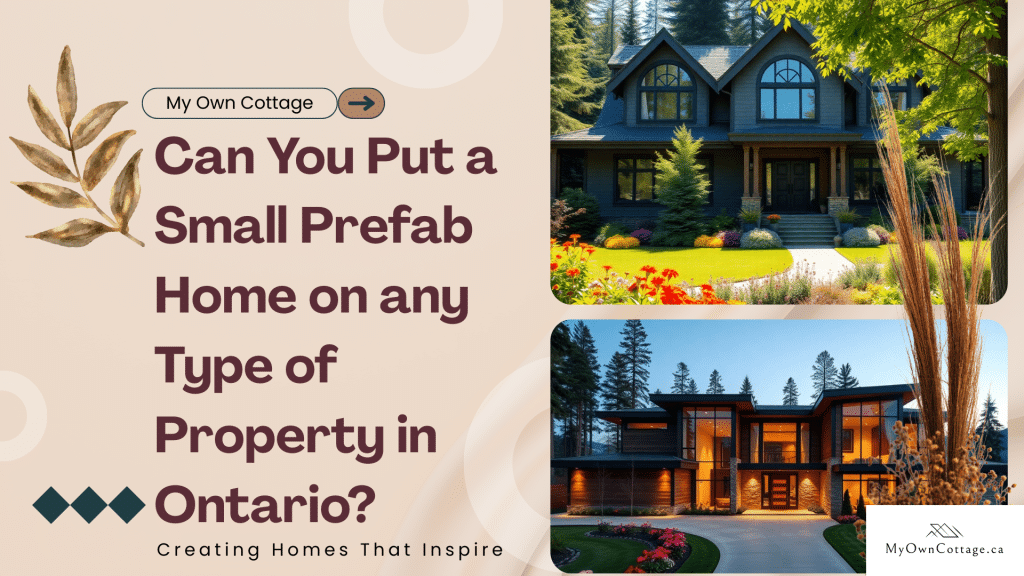 Infographic showing modern prefab home designs and zoning details for Ontario property placement.