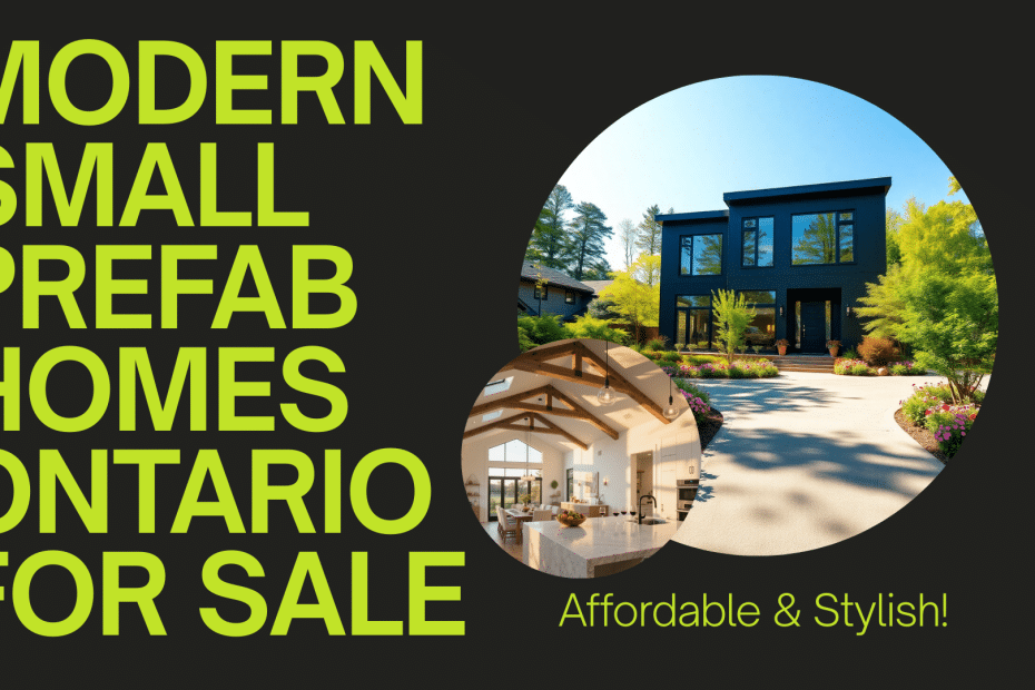Infographic comparing modern small prefab homes for sale in Ontario with benefits, pricing, and eco-friendly features.