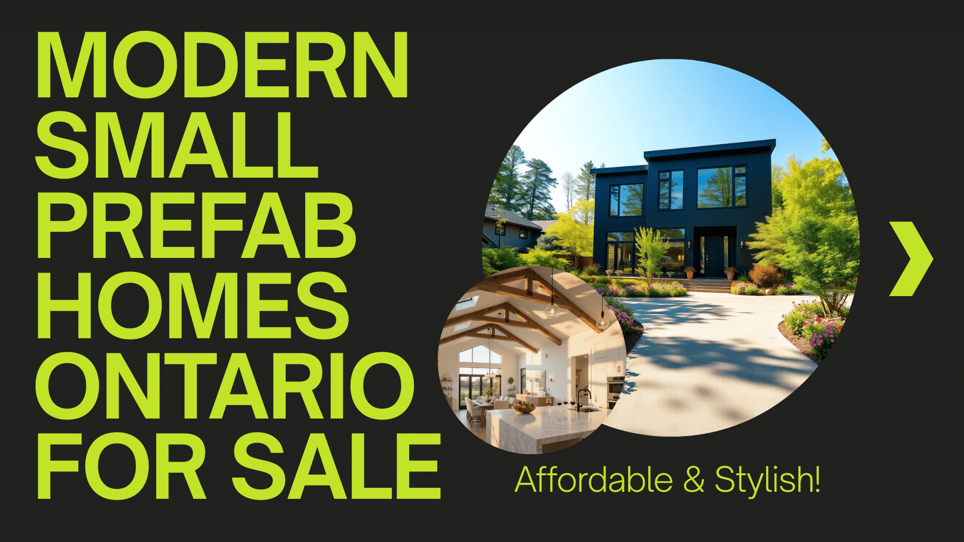 Infographic comparing modern small prefab homes for sale in Ontario with benefits, pricing, and eco-friendly features.