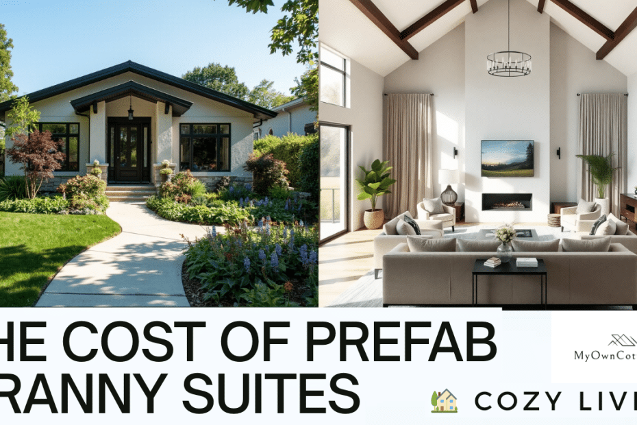 Interior and exterior views of a prefab granny suite in Ontario, showcasing affordable small living with modern design.