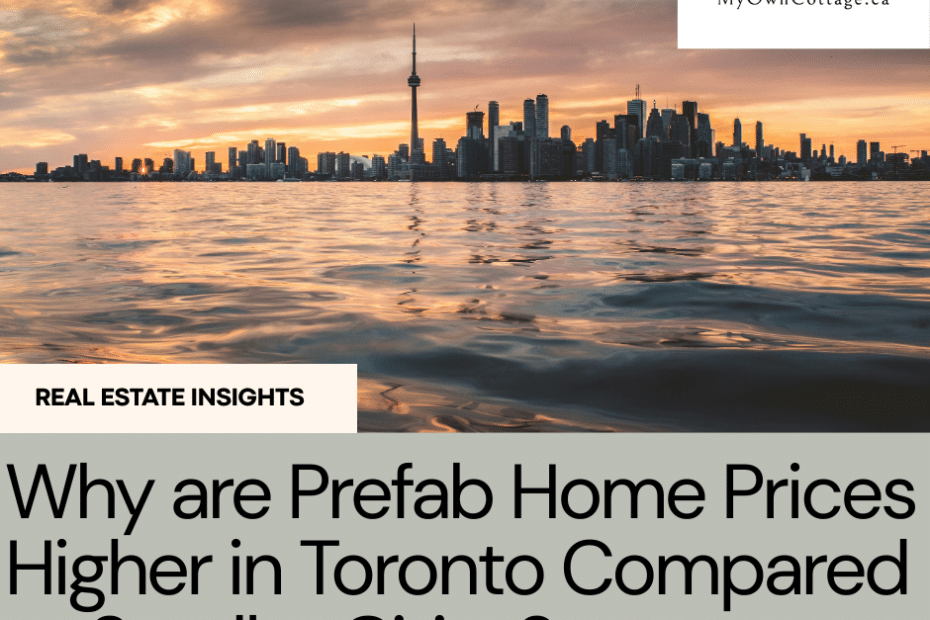 Prefab home prices in Toronto compared to smaller Ontario cities, showing urban vs rural housing cost contrast.