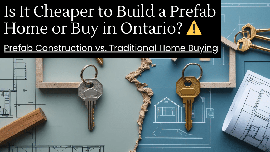 Comparison of prefab home building costs versus buying an existing house in Ontario with modern, clear visuals