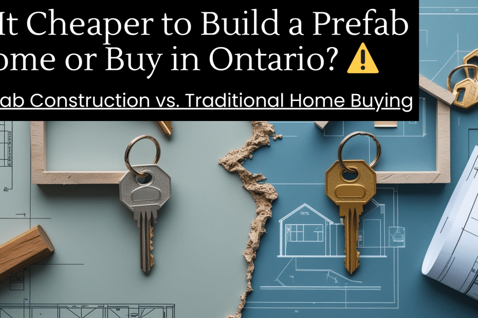 Comparison of prefab home building costs versus buying an existing house in Ontario with modern, clear visuals