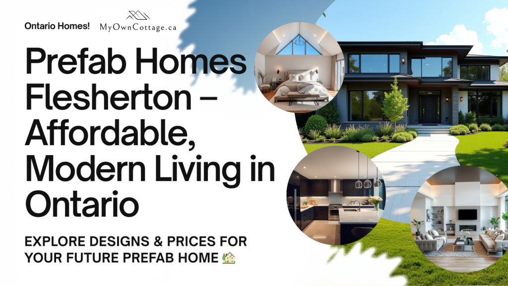 Exterior and interior designs of prefab homes in Flesherton, Ontario by My Own Cottage.