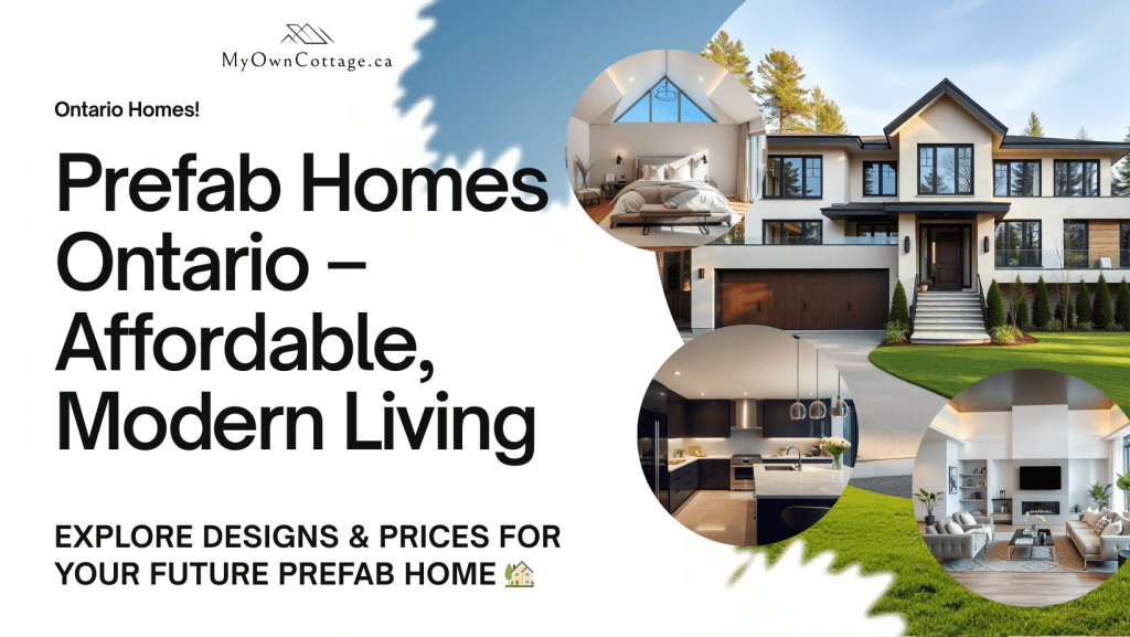 Interior and exterior designs of prefab homes in Ontario by My Own Cottage, showcasing modern style and quality construction
