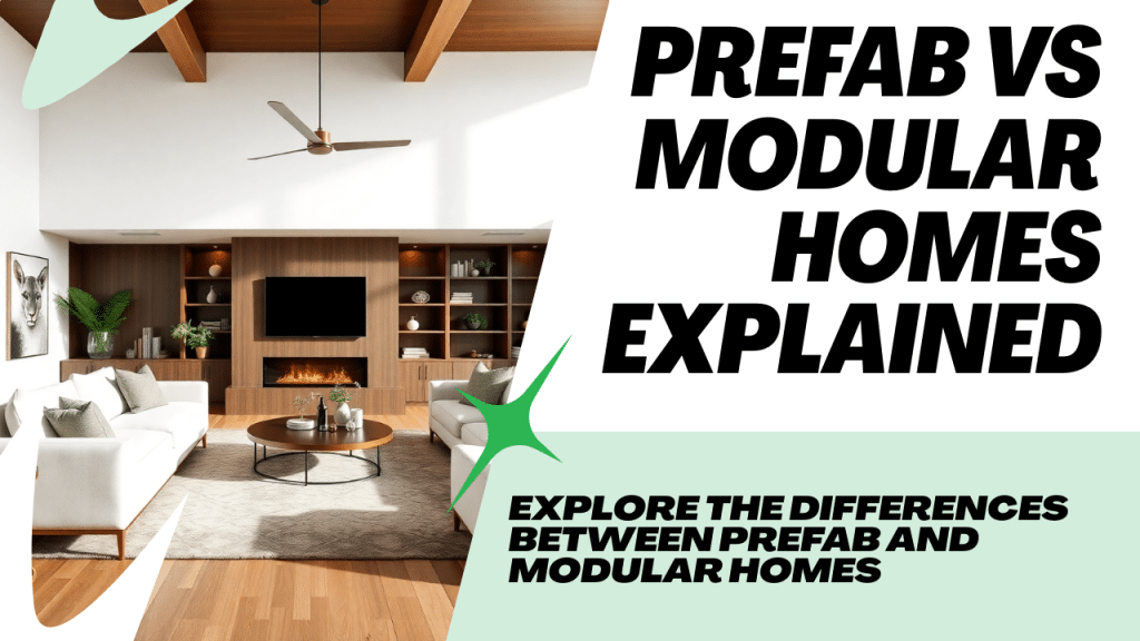 Side-by-side comparison image of prefab and modular homes in Ontario with the title "Prefab vs Modular Homes in Ontario" and subtitle "Understand the key differences before you build"