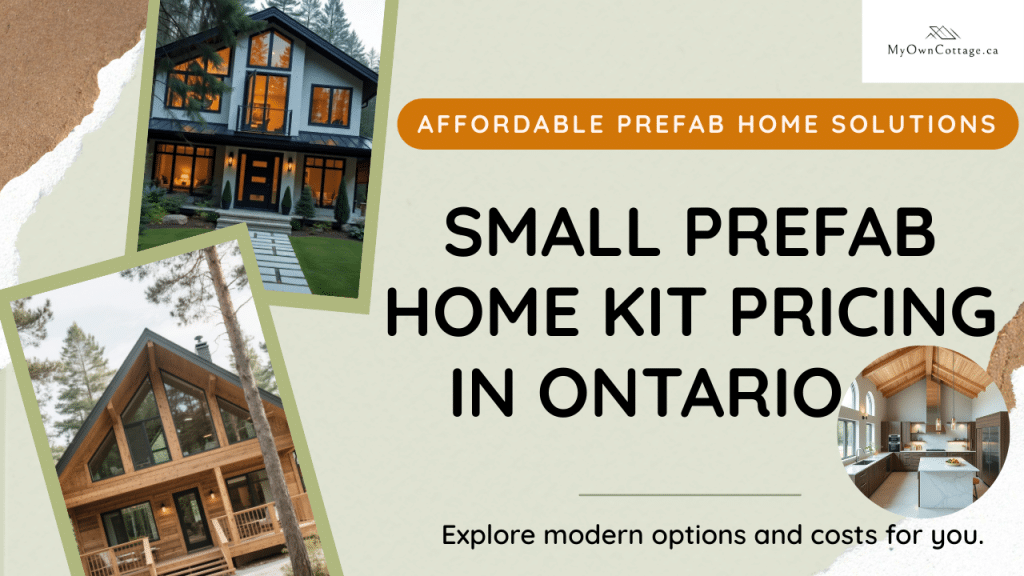 Small prefab home kit in Ontario showing affordable modern design, interior and exterior variety.