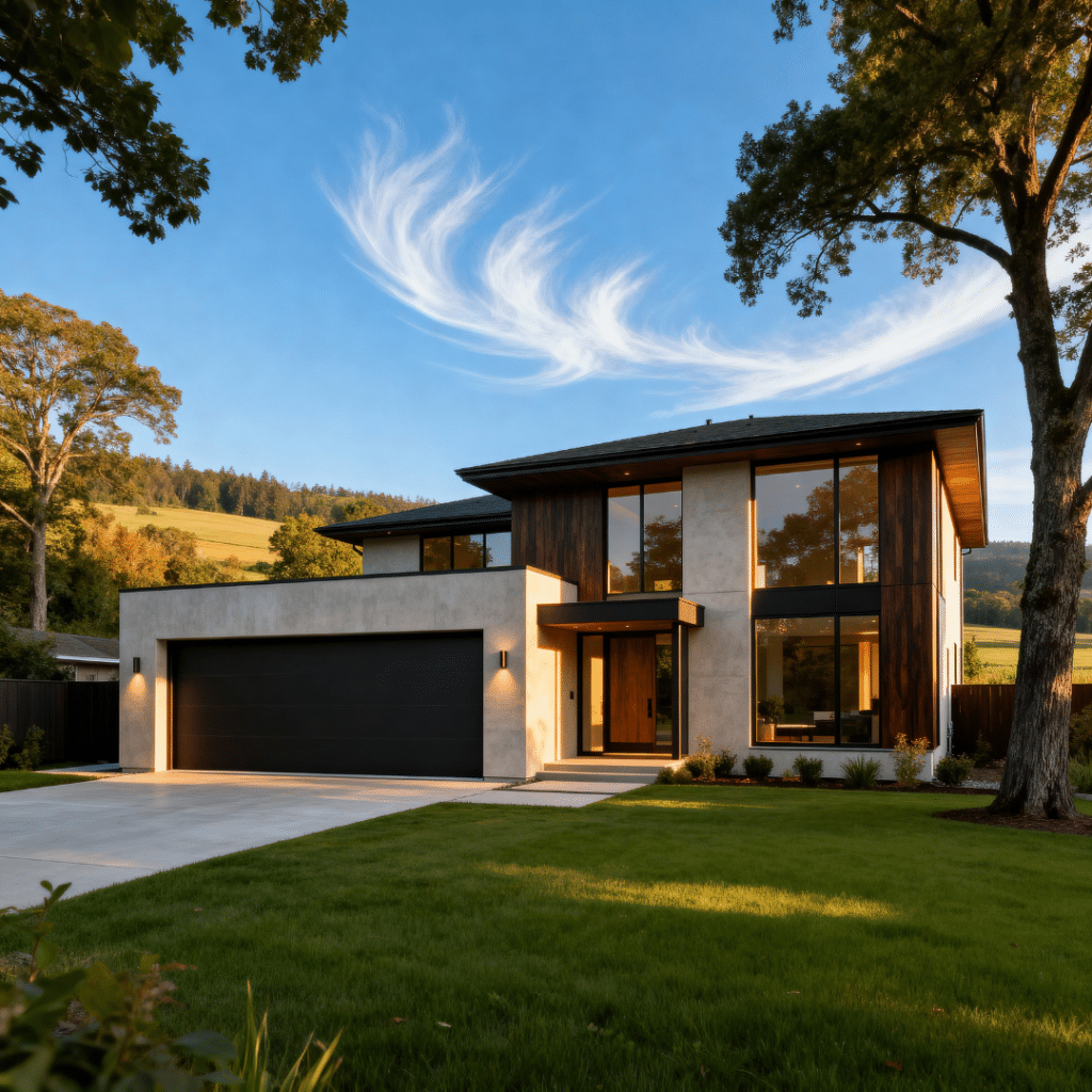 A luxury modern prefab home with garage in Newmarket, Ontario by My Own Cottage — showcasing Ontario-built craftsmanship and sustainable suburban living.
