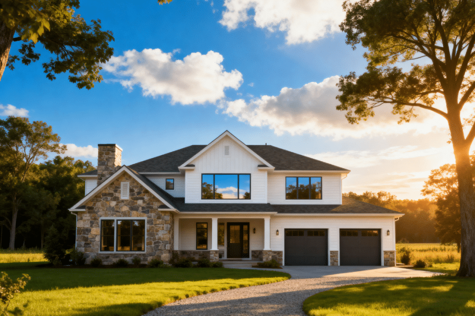 Modern prefab home in Innisfil, Ontario — sleek, energy-efficient modular house with garage by My Own Cottage.