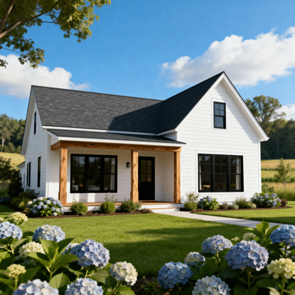 Beautiful small modern prefab home in Innisfil, Ontario — compact, energy-efficient design by My Own Cottage with sleek exterior and summer setting.