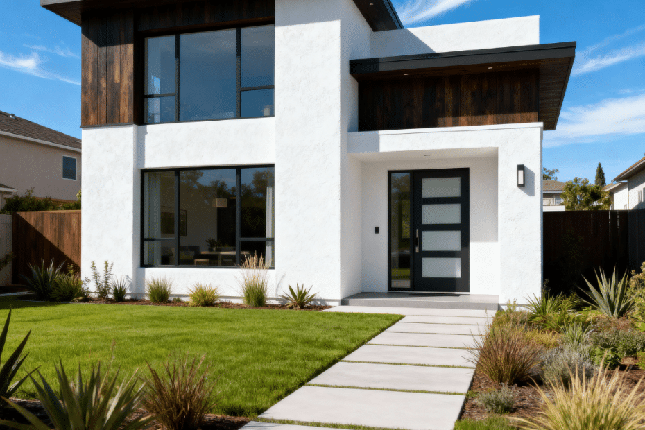 A beautiful, modern, and affordable prefab home in Orillia, Ontario by My Own Cottage — shown in a bright summer setting with clear blue skies, representing stylish, cost-efficient living in Simcoe County.