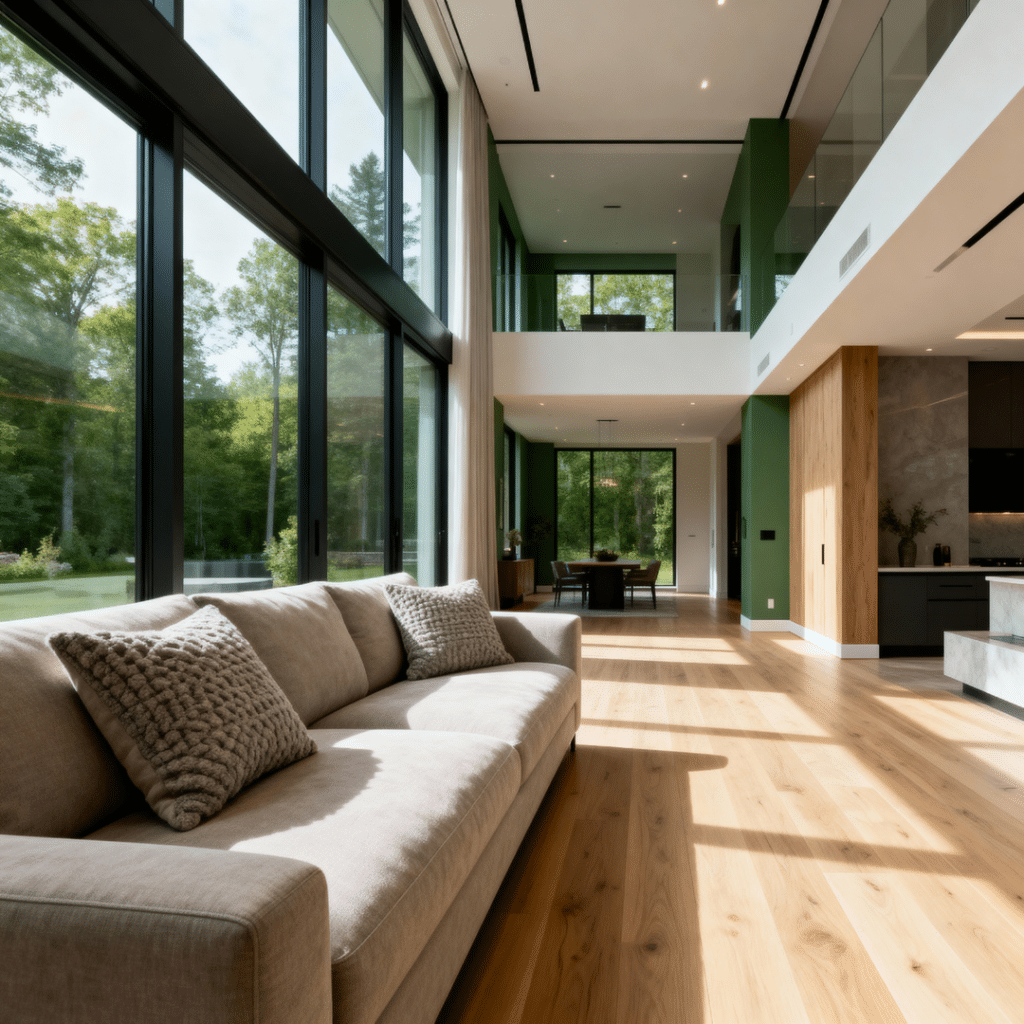 Affordable prefab home interior in Caledon Ontario with modern open-concept layout and natural light, illustrating 2025 pricing expectations.