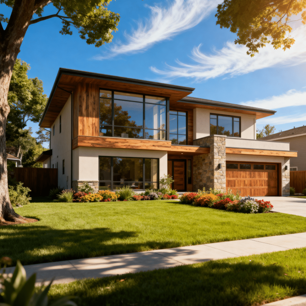 Modern small prefab home with garage in Halton Hills, Ontario by My Own Cottage — built with local materials and eco-friendly quality.