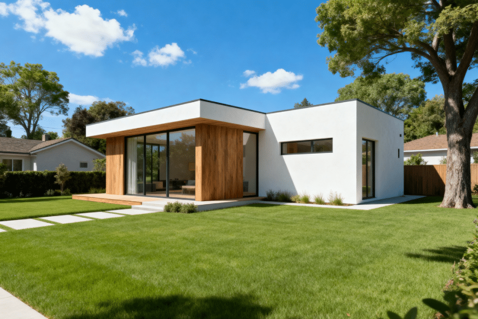 Affordable small prefab home in Halton Hills, modern design, summer setting — showcasing cheap prefab homes Halton Hills by My Own Cottage.