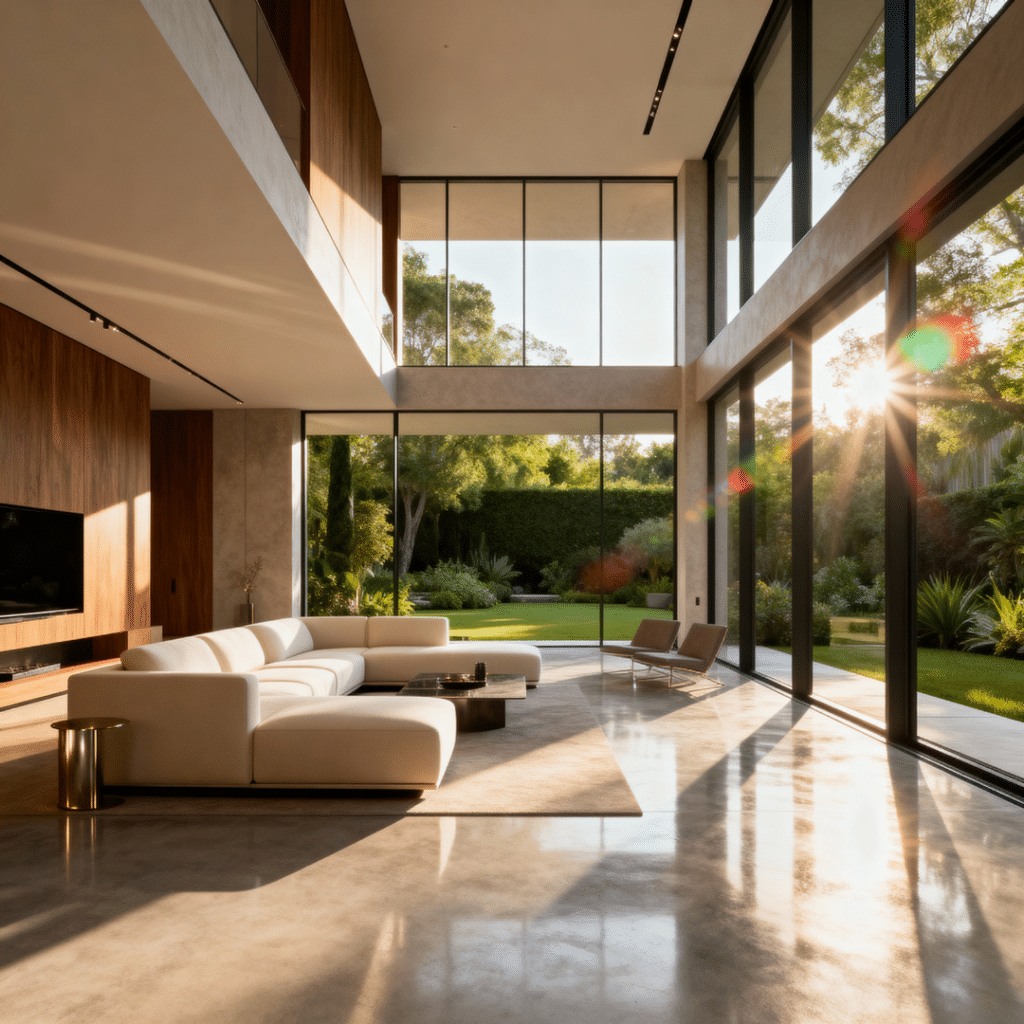 Luxury prefab home interior in Halton Hills by My Own Cottage with modern architecture, large windows, and smart home design