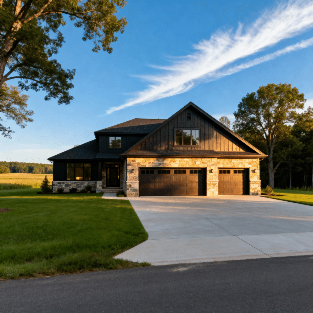 Modern prefab home with garage in Halton Hills, Ontario by My Own Cottage — built to Ontario Building Code standards with full Tarion Warranty coverage.