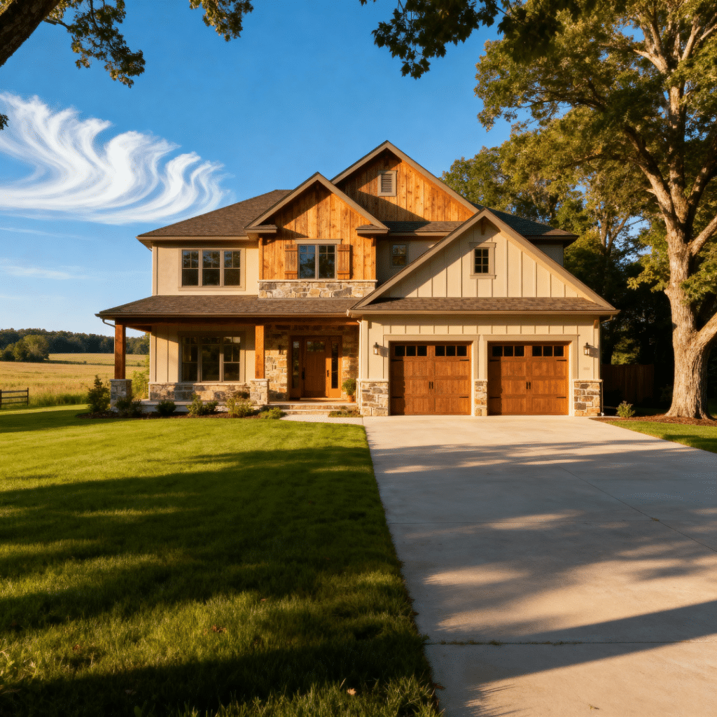 Modern suburban prefab home with garage in Halton Hills, Ontario, showing why prefab homes are gaining popularity for fast build times, energy efficiency, and affordability.