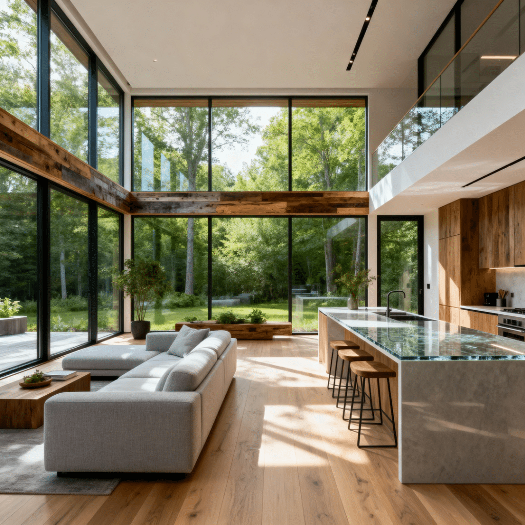 Luxury prefab home interior in Orillia, Ontario — open-concept living with sustainable design by My Own Cottage.