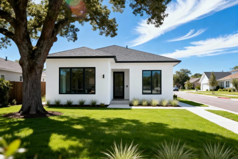 Modern small prefab home in Halton Hills, Ontario — energy-efficient design by My Own Cottage under sunny blue skies.