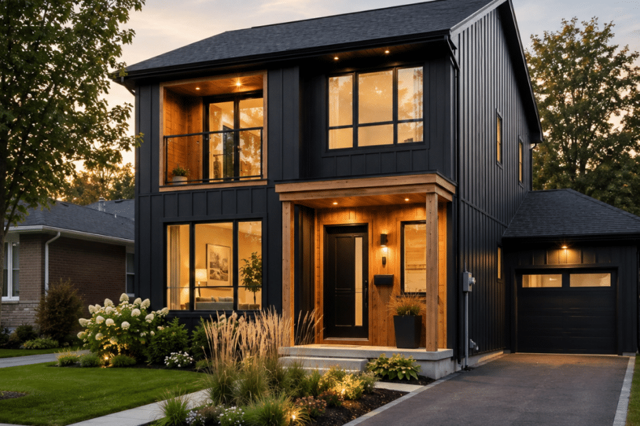 Small prefab home Orillia Ontario — modern compact modular house on serviced residential lot (My Own Cottage build)
