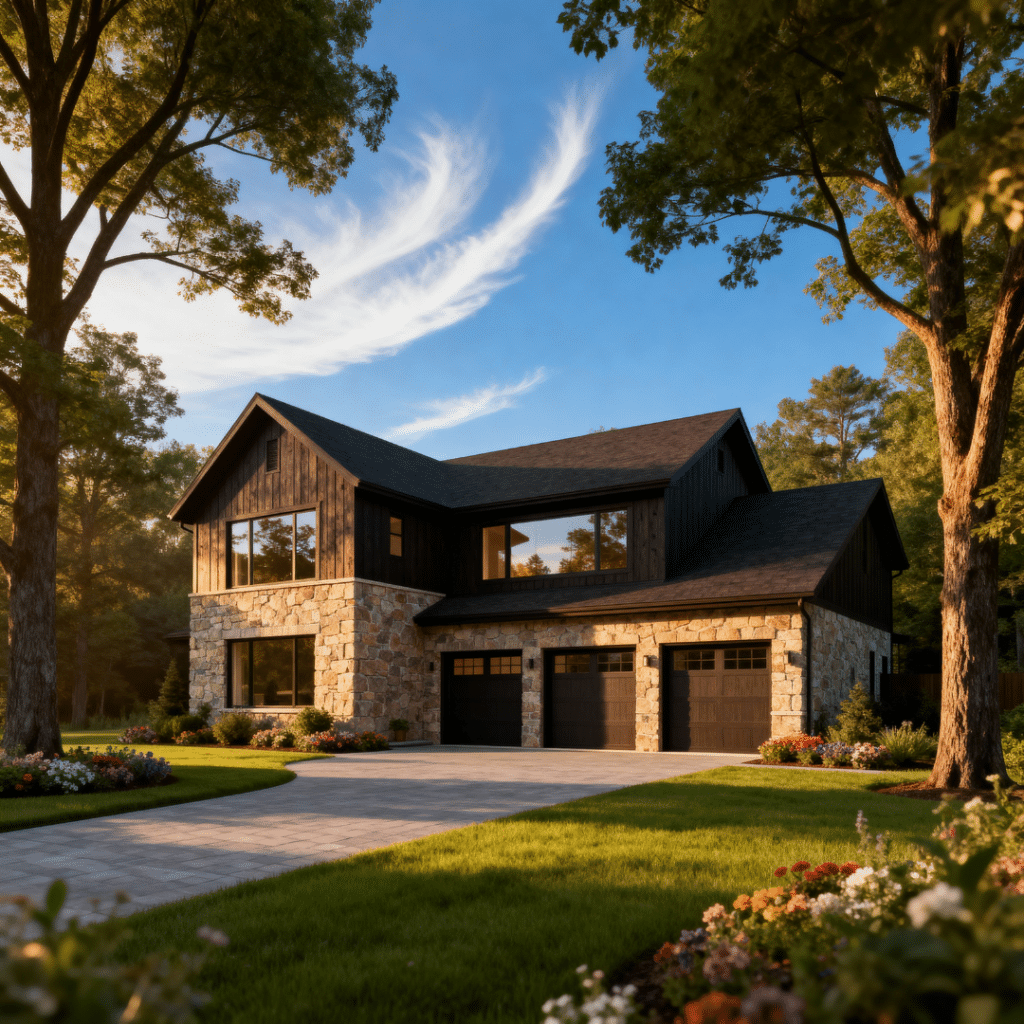 Luxury prefab home with garage by My Own Cottage in Orillia, Ontario — showcasing design freedom, energy efficiency, and modern craftsmanship.