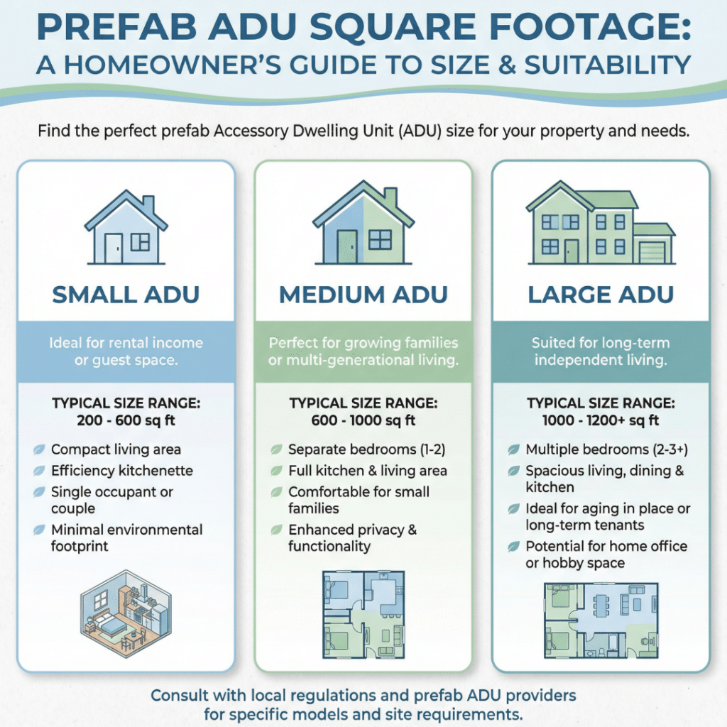 Infographic showing how to choose the right prefab ADU square footage for a residential lot in Barrie