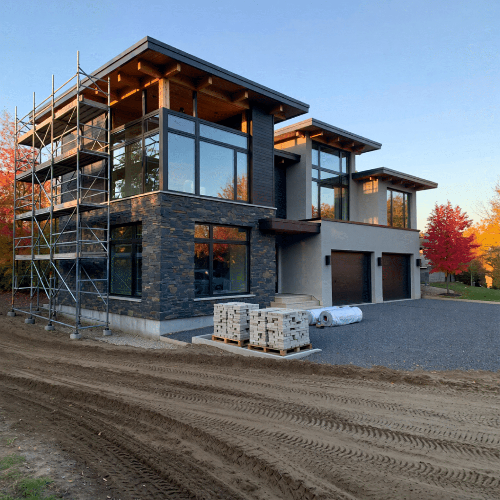 Prefab home installation on a prepared Ontario site, showing local permitting, inspections, and site coordination by the best prefab home builders