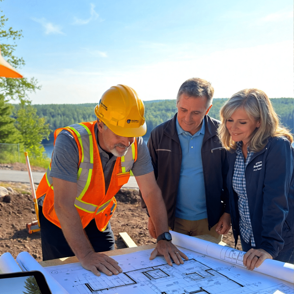Prefab Home Build Timeline in Kawartha Lakes showing a prefab builder coordinating plans and site work with homeowners