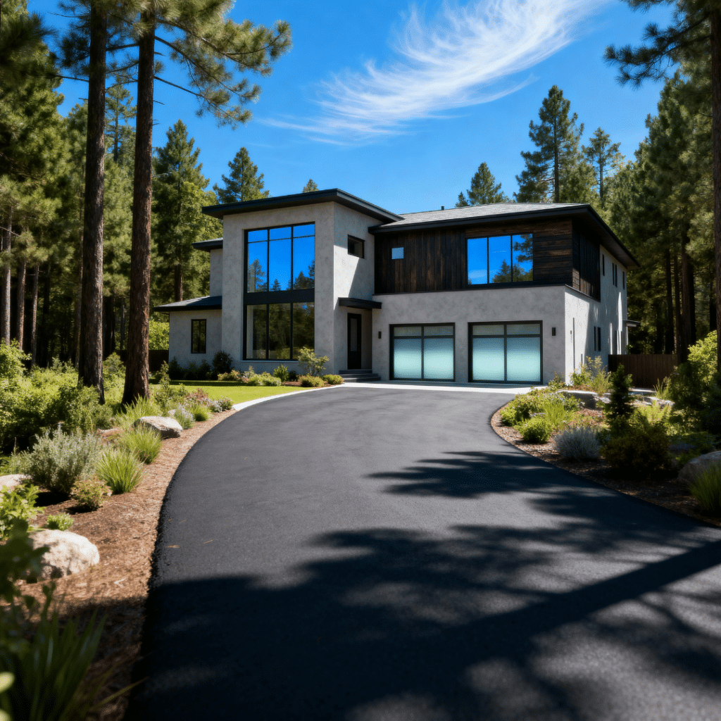 Luxury Canadian prefab home exterior showcasing modern architectural style, clean rooflines, contemporary materials, and large window placement