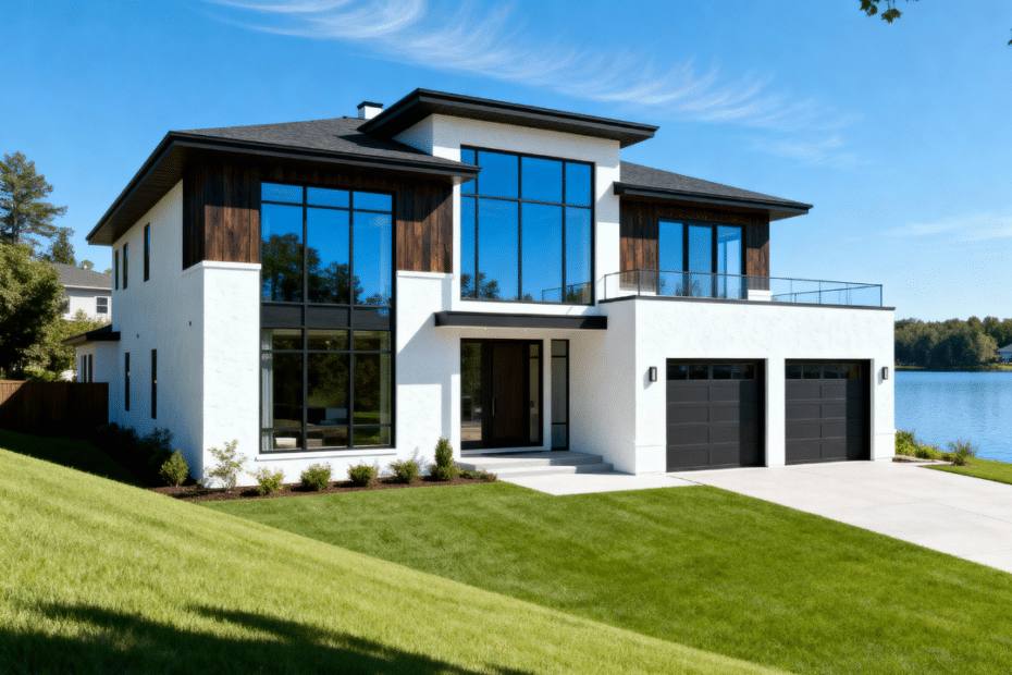 Luxury Canadian prefab homes featuring modern design, energy-efficient construction, and high-end finishes set within a natural Canadian landscape