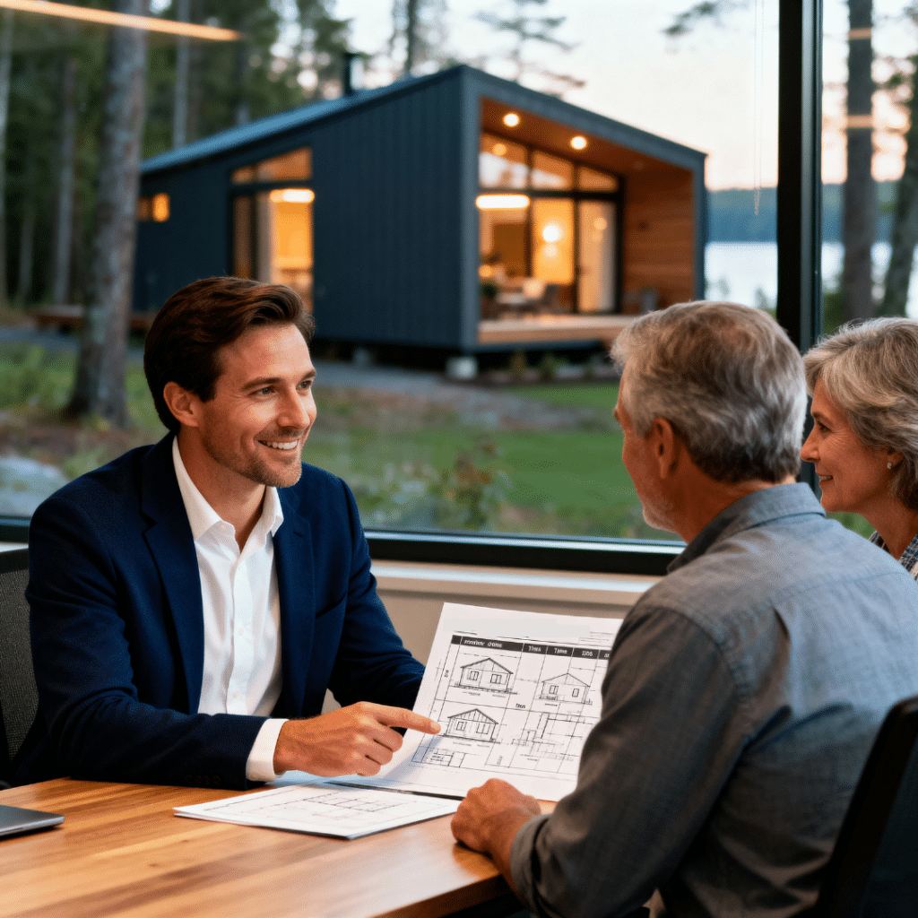 Mortgage broker helping homeowners structure prefab home financing in Kawartha Lakes by matching construction mortgages and lender requirements