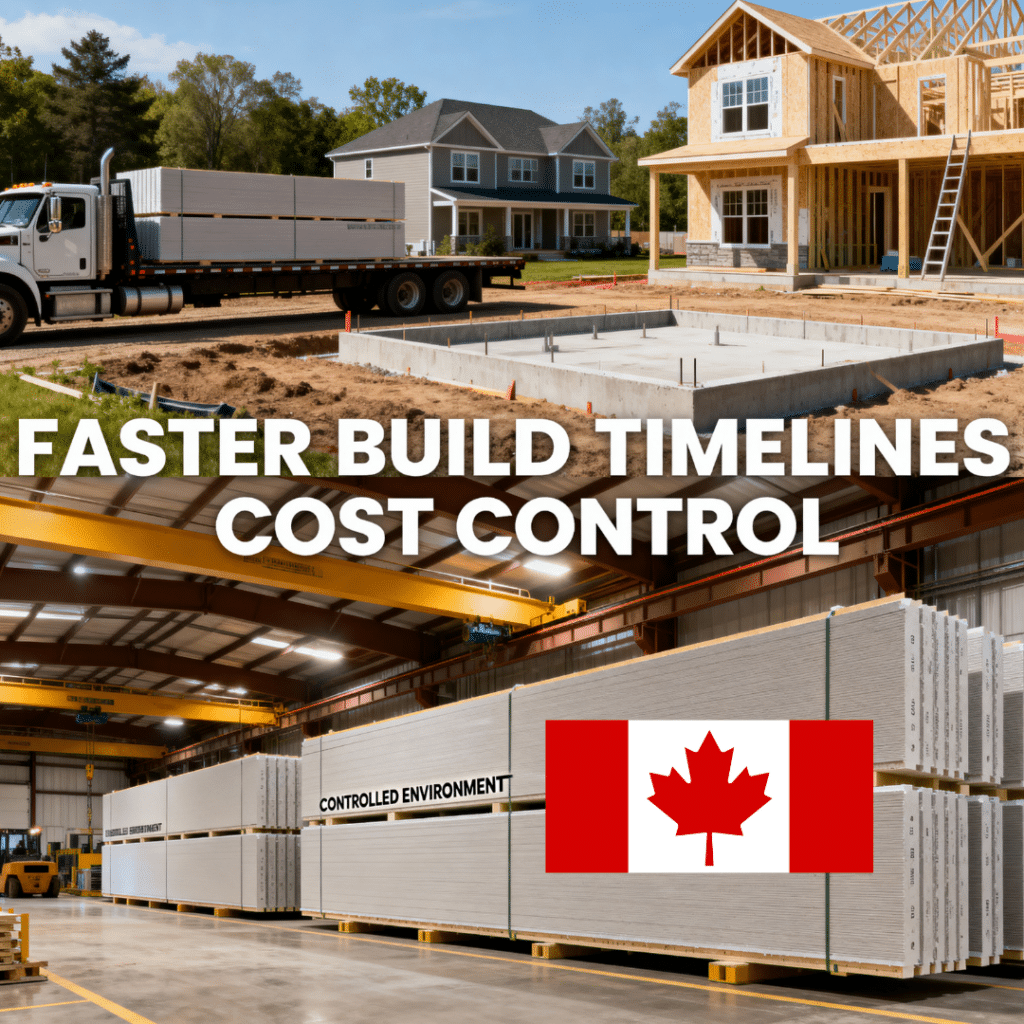 Prefab financing in Kawartha Lakes showing factory-built construction and faster build timelines that improve cost control