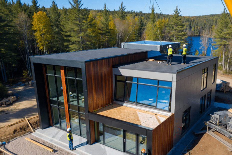Prefab home build timeline in Kawartha Lakes showing modular home installation on a rural Ontario site