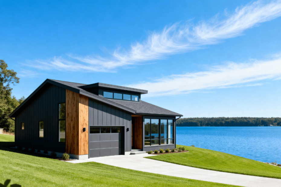 Small prefab home builders in Ontario delivering a modern prefab home near Barrie and Orillia