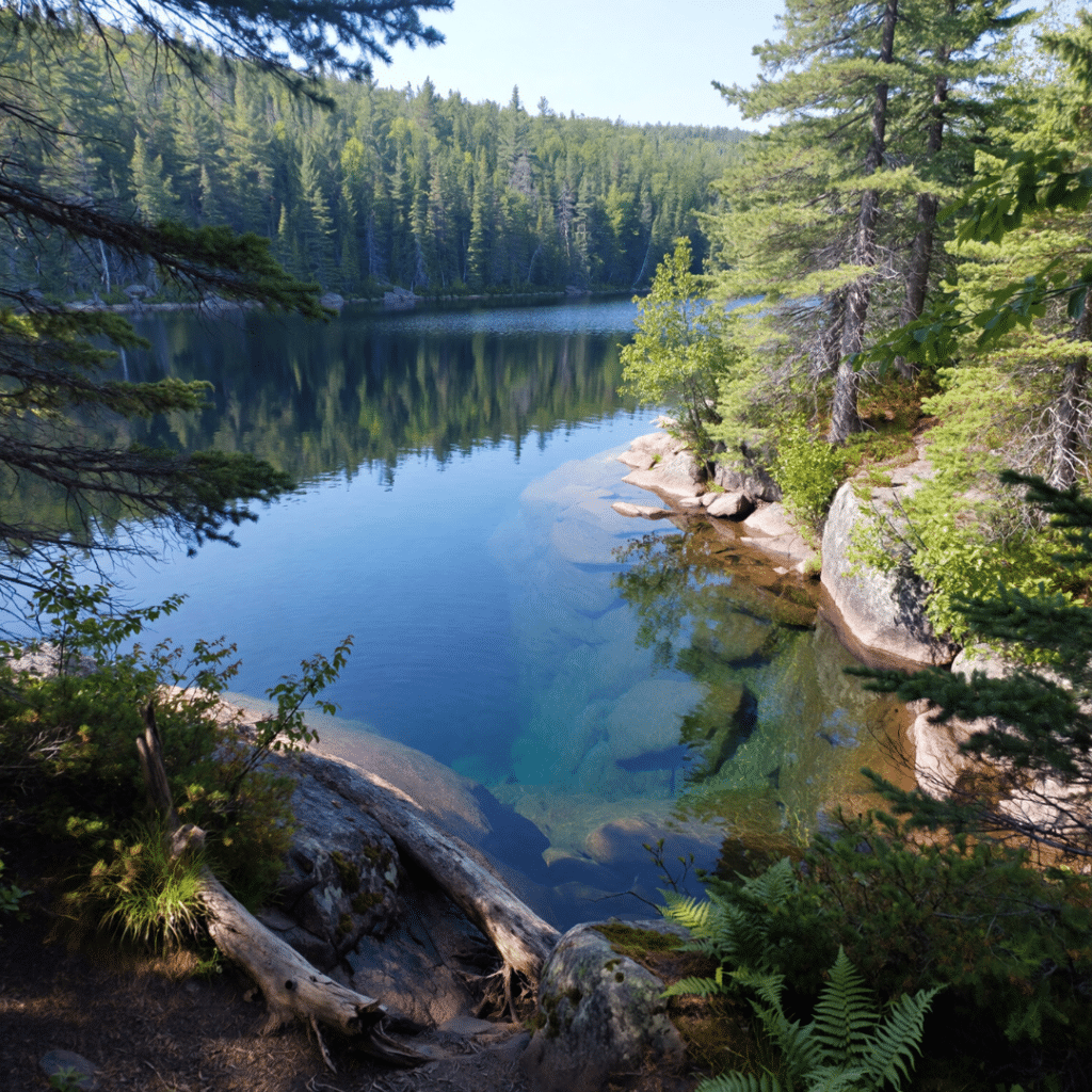 Best lakes near Kingston featuring a calm inland lake in Frontenac County with forest shoreline and natural waterfront setting