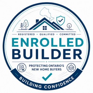 Tarion enrolled builder badge for Ontario prefab homes — new home warranty coverage by My Own Cottage.